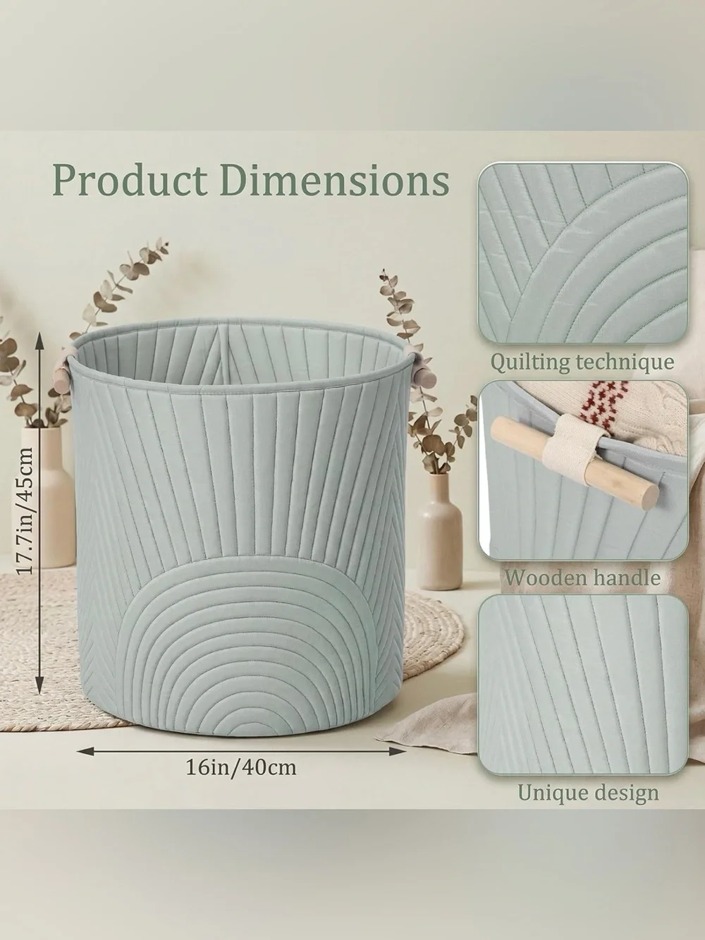 Laundry Basket with Handles Teal Green